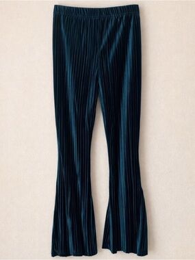 Wild Fable Flare Pants Size Small Teal Velvet Ribbed Pull On